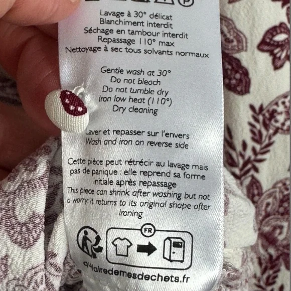 Sezane Abelia Blouse Ghalia Ecru Purple Wrap Top Size 32 French US 0 Long Sleeve - Picture 11 of 14